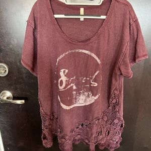 Free People Lace-lined tee